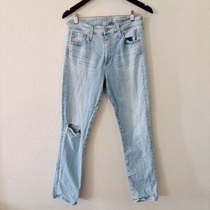 AG Adriano Goldschmied Light Blue Mari Crop High Rise‎ Straight Denim Jeans 29 R